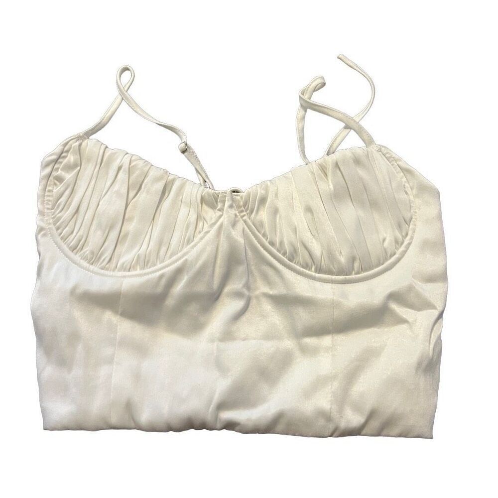 Tiger mist white lace up halter bra blouse size small